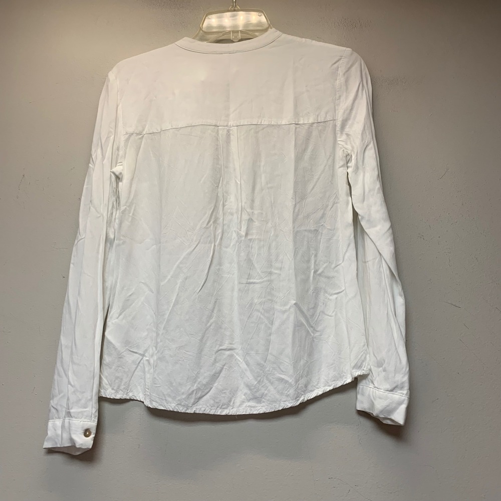Jake*s Blouse Women 34 White Excellent Split Neck Viscose Long Sleeve Minimalist - Picture 6 of 7